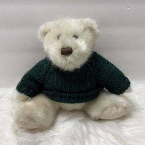 Dakin #25117 Baby Bear Off-White Plush Bear Stuffed Animal Green Knit Sweater